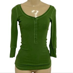 Aeropostale green Y2K vinyage half sleeve ribbed texture top shirt Fall Winter S